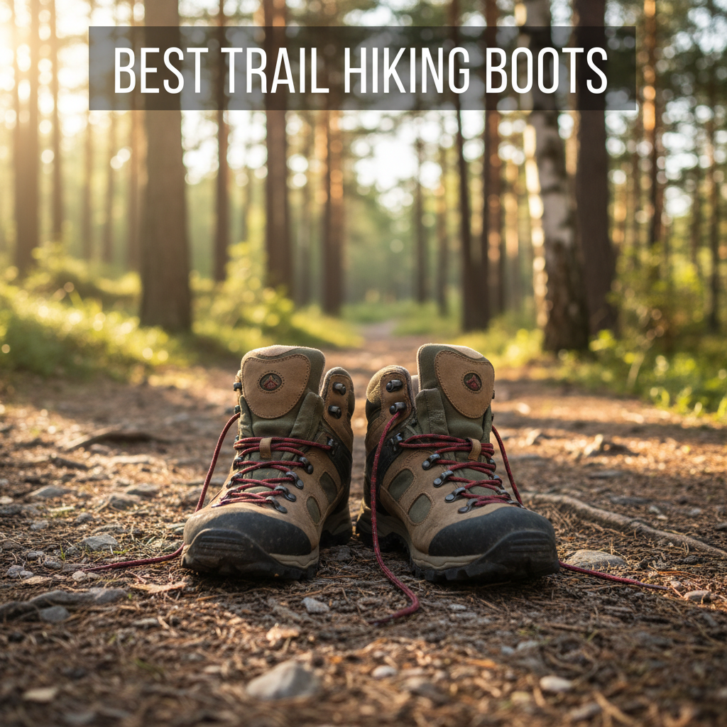 Rugged hiking boots on a sunlit forest path showcase durability and comfort for outdoor adventures.