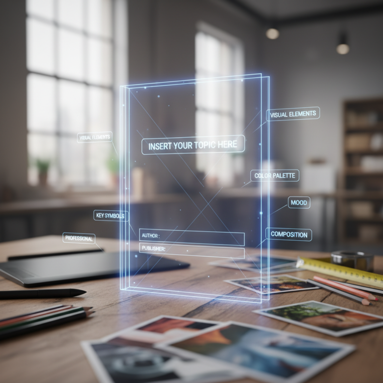 A template for generating tailored cover image prompts based on a provided subject or theme.