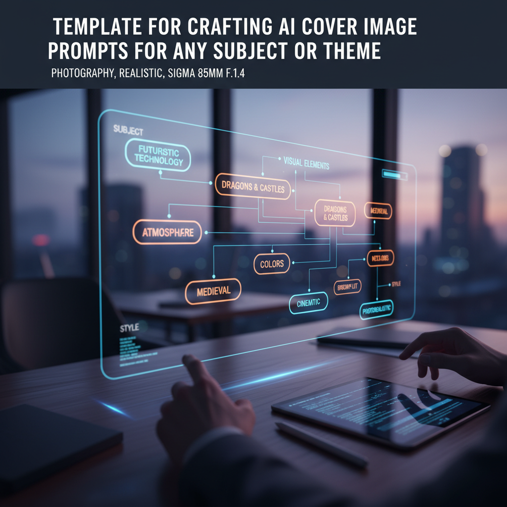 Template for crafting AI cover image prompts for any subject or theme.
