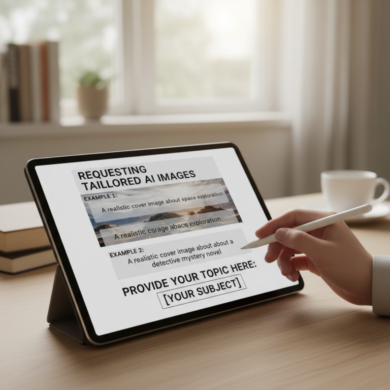 A prompt explaining how to request a tailored AI image prompt by providing a specific topic.