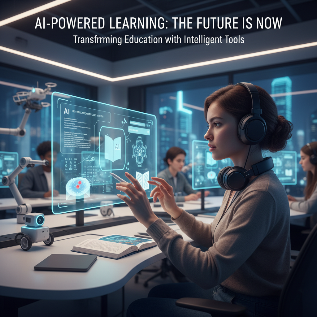 Student using AI-powered tools to enhance learning in a modern digital classroom environment.