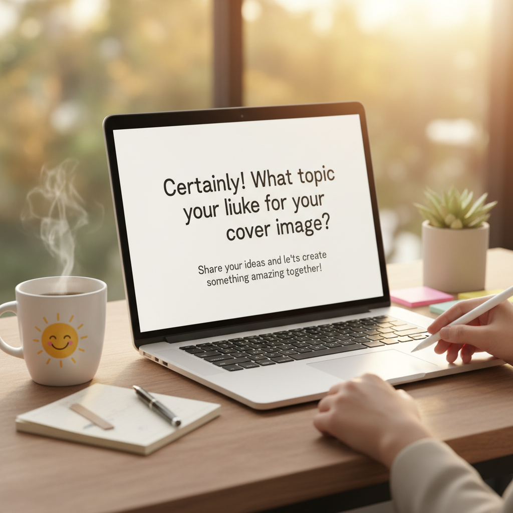 A cheerful prompt asking for the topic to create a cover image, awaiting user input.