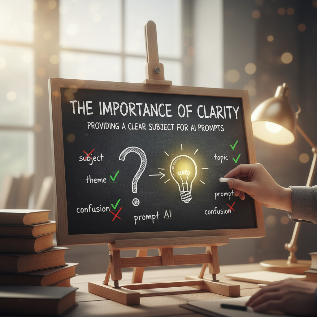 The importance of providing a clear subject for generating AI cover image prompts.