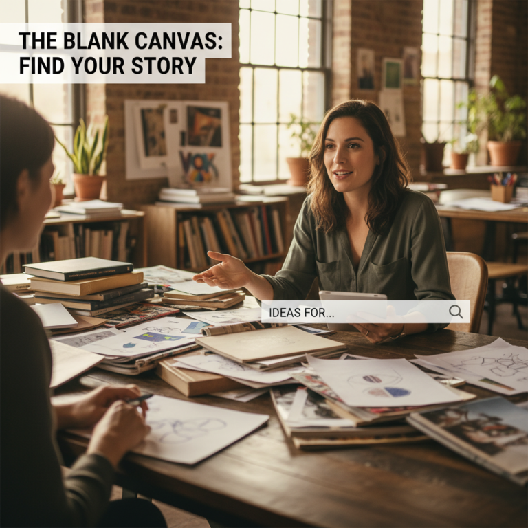 A woman requests a cover image theme, seeking suggestions for a magazine, book, or article topic.