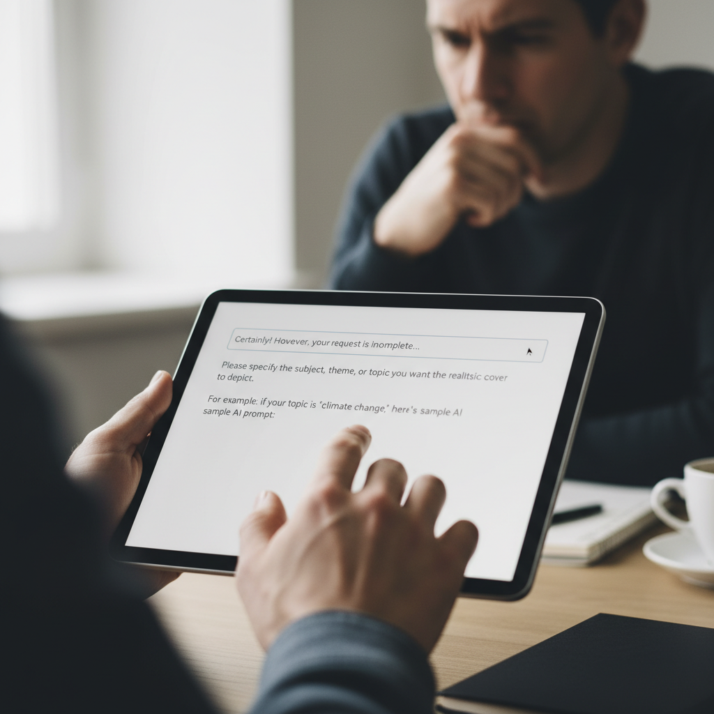 Person requesting details for a customized realistic cover image AI prompt based on a chosen topic.