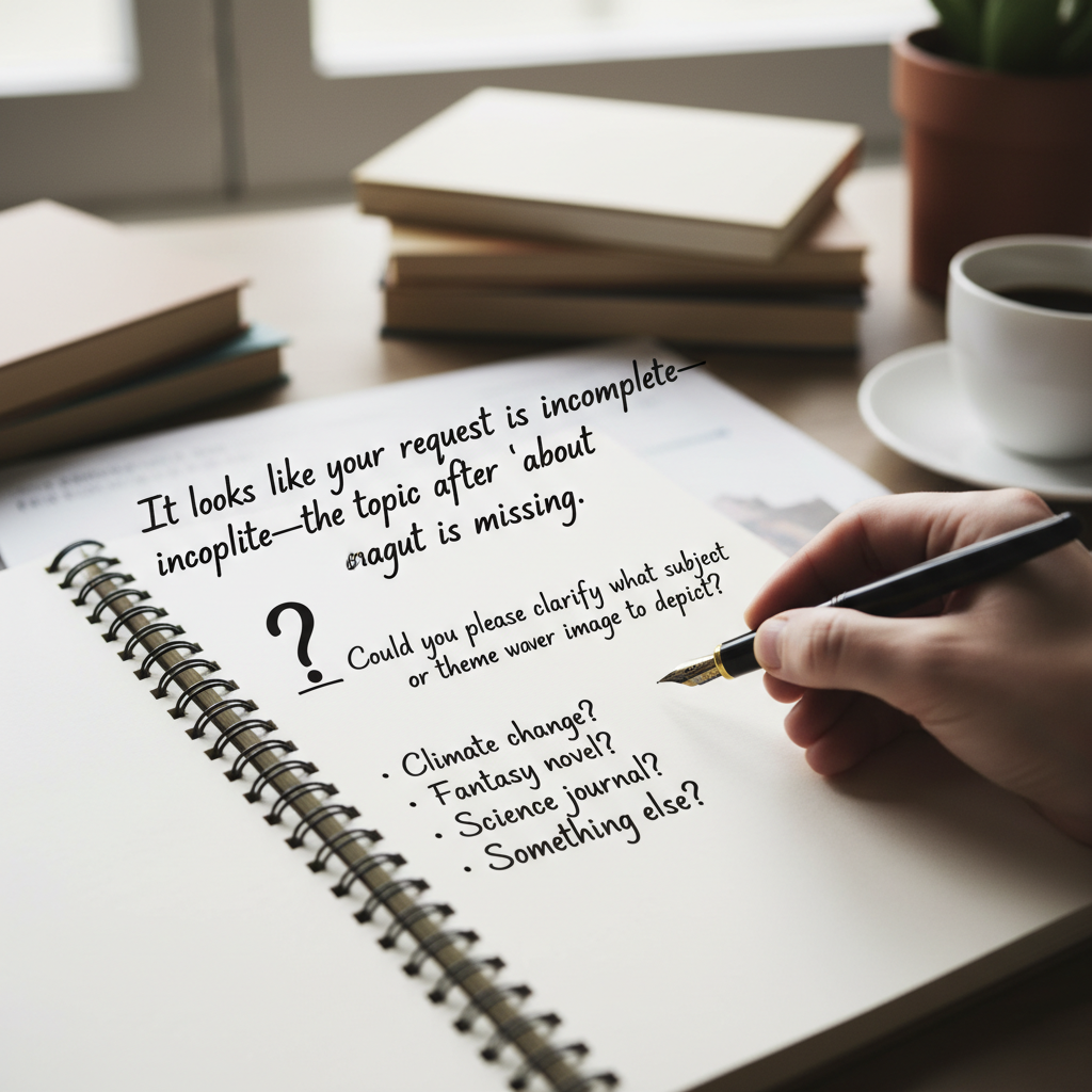 The image asks the user to clarify the topic for an AI-generated cover image prompt.