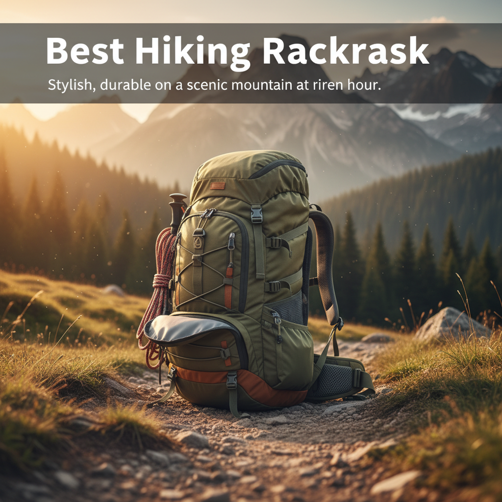 Best Hiking Rucksack: Stylish, durable backpack on a scenic mountain trail at golden hour.
